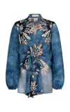 Silvia Tcherassi Honey Tie-front Blouse In Blue