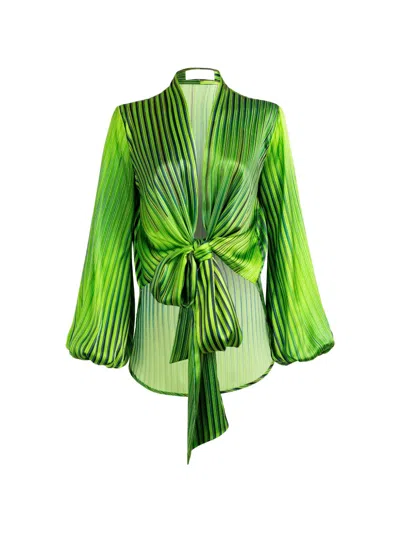 Silvia Tcherassi Honey Tie-fastening Striped Blouse In Green