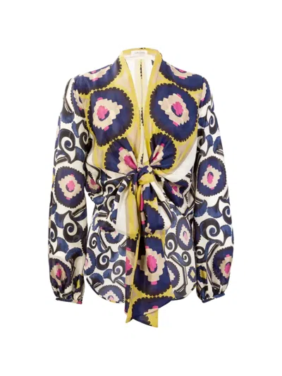 Silvia Tcherassi Honey Tie-front Blouse In Multi