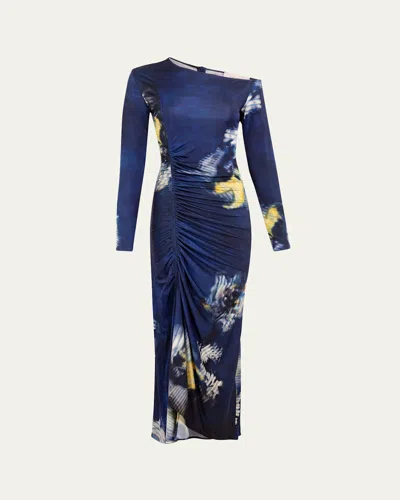 Silvia Tcherassi Ilania Off-the-shoulder Ruched Midi Dress In Blue
