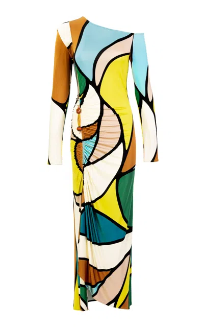Silvia Tcherassi Ilania Ruched Jersey Midi Dress In Multi