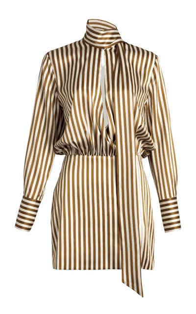 Silvia Tcherassi Imelda Silk Mini Dress In Brown