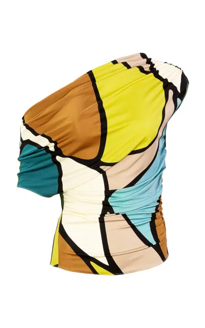 Silvia Tcherassi Indiana Draped Jersey Off-the-shoulder Top In Multi