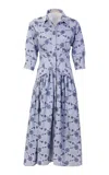 Silvia Tcherassi Indy Cotton Floral Shirt Dress In Blue
