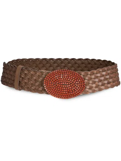 Silvia Tcherassi Irene Braided Leather Belt In Brown