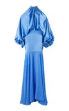 Silvia Tcherassi Isadora Open-shoulder Silk-blend Gown In Blue