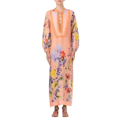 Silvia Tcherassi Isernia Tunic Dress In Apricot Spring Garden In Multi