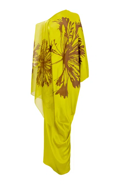 Silvia Tcherassi Jade Draped Stretch-silk Maxi Dress In Yellow