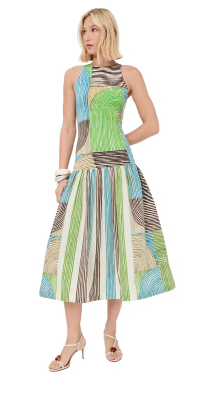 Silvia Tcherassi Jamelia Dress Green Print In Neutral