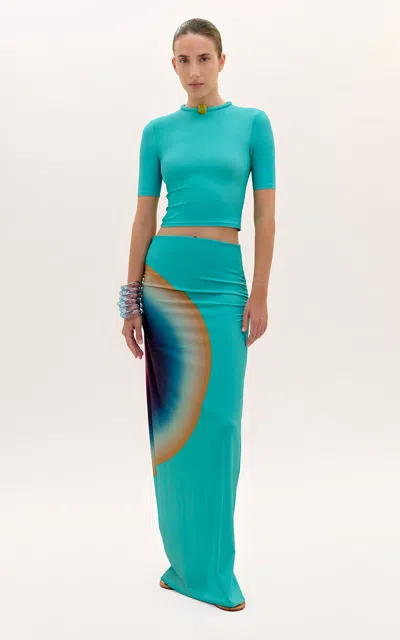 Silvia Tcherassi Jane Jersey Maxi Skirt In Green