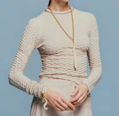 Silvia Tcherassi Jari Long Sleeve Top In Cream In White