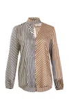 Silvia Tcherassi Jasper Silk Stripe Top In Brown