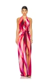 Silvia Tcherassi Jazmin Dress In Magenta Abstract Waves
