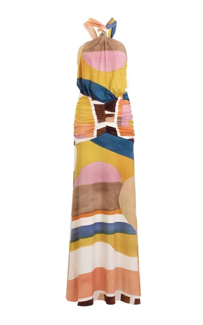 Silvia Tcherassi Jedda Ruched Jersey Maxi Dress In Multi