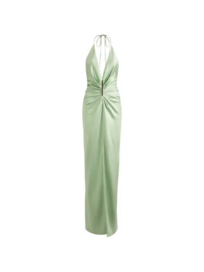 Silvia Tcherassi Jenifer Halterneck Gathered Maxi Dress In 그린