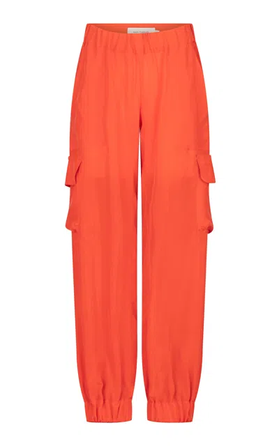Silvia Tcherassi Jess Cinched Cupro Pants In Orange
