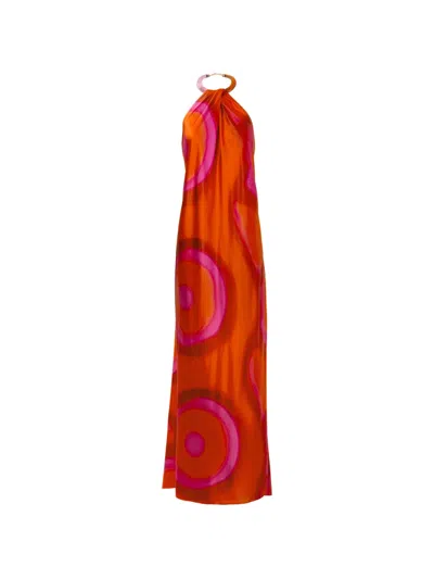 Silvia Tcherassi Jesse Halterneck Maxi Dress In Orange