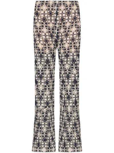 Silvia Tcherassi Joan Cotton-blend Tweed Wide-leg Pants In Navy