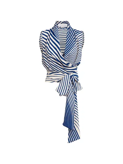 Silvia Tcherassi Joaquina Stripe-print Blouse In Blue