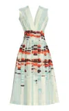 Silvia Tcherassi Jocelyn Sleeveless Cotton-stretch A-line Midi Dress In Multi