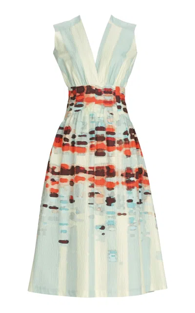 SILVIA TCHERASSI JOCELYN PLEATED STRETCH-COTTON MIDI DRESS