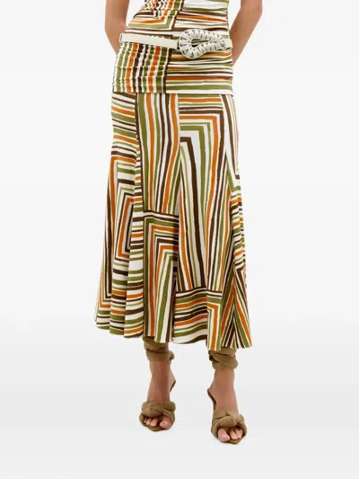 Silvia Tcherassi Josette Striped Midi Skirt In Multi
