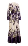 Silvia Tcherassi Kady Floral Linen Maxi Dress In Neutral