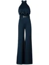Silvia Tcherassi Kaeda Satin Halter Jumpsuit In Blue
