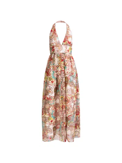 Silvia Tcherassi Kairi Floral-print V-neck Dress In Multi