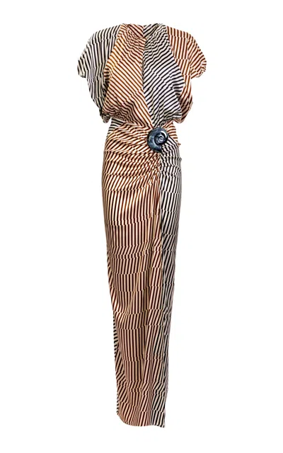 Silvia Tcherassi Kala Silk Slit Dress In Brown