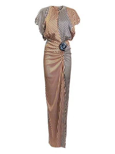 Silvia Tcherassi Kala Striped Maxi Dress In Multi