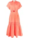 Silvia Tcherassi Teres Belted Cotton Maxi Dress In Pink