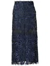 Silvia Tcherassi Layan Floral-embroidered Midi Skirt In Blue