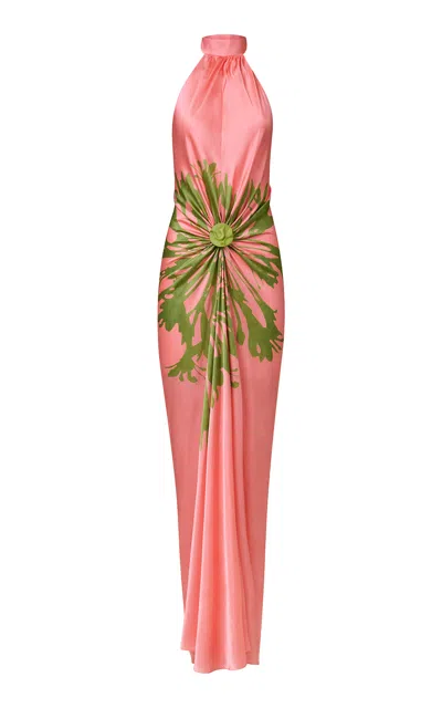 Silvia Tcherassi Koori Silk-blend Maxi Dress In Pink