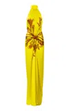 Silvia Tcherassi Koori Stretch-silk Halter Maxi Dress In Yellow