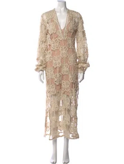Pre-owned Silvia Tcherassi Lace Pattern Long Dress In Neutral