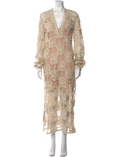 Pre-owned Silvia Tcherassi Lace Pattern Long Dress In Neutral