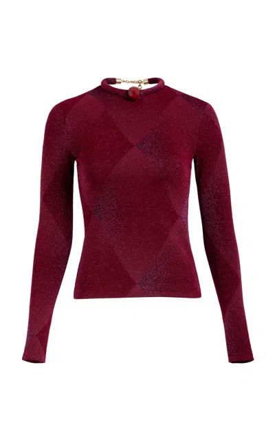 Silvia Tcherassi Lalia Metallic Knit Top In Burgundy