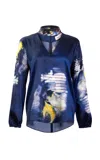 Silvia Tcherassi Lane Keyhole Cutout Silk Top In Blue