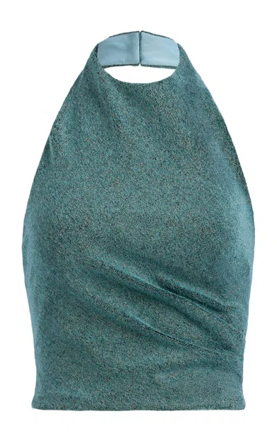 Silvia Tcherassi Lark Metallic Halter Top In Blue