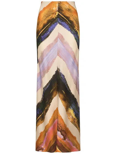 Silvia Tcherassi Laurina Printed Maxi Skirt In Orange