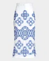 Silvia Tcherassi Layan Embroidered Midi Skirt In Blue