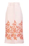Silvia Tcherassi Layan Linen-cotton Midi Skirt In Pink