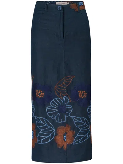Silvia Tcherassi Layan Midi Skirt In Blue