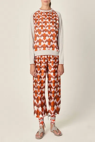 Silvia Tcherassi Lazzaro Pants In Geometric Rouge In Orange