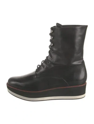 Pre-owned Silvia Tcherassi Leather Lace-up Boots In Black