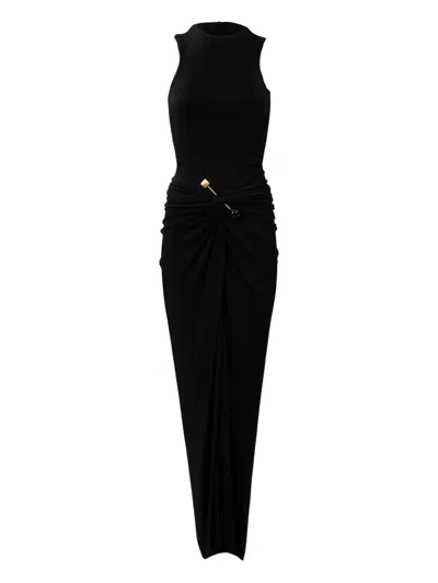Silvia Tcherassi Len Pin-embellished Ruched Maxi Dress In Black