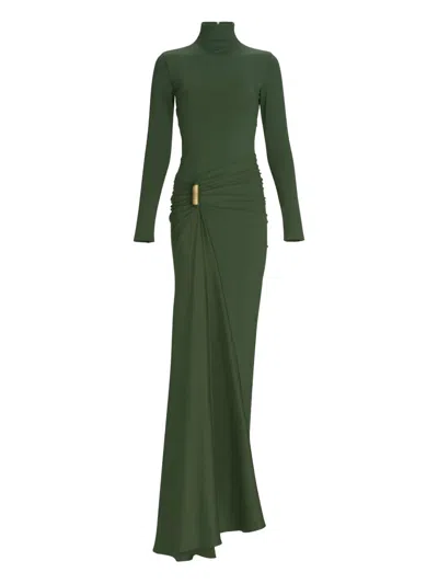 Silvia Tcherassi Lena Mock-neck Maxi Dress In Green