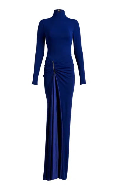 Silvia Tcherassi Lena Ruched Maxi Dress In Blue