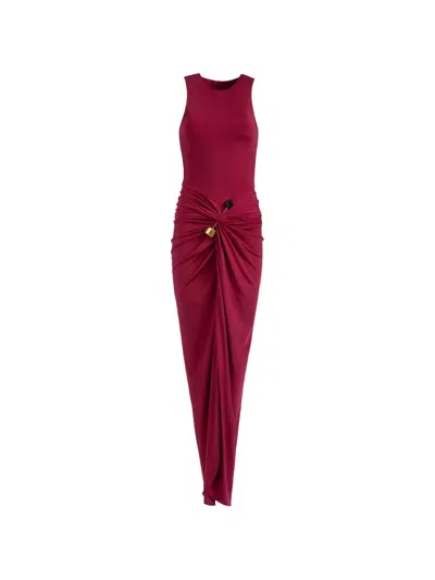 Silvia Tcherassi Leni Draped-detail Midi Dress In Burgundy